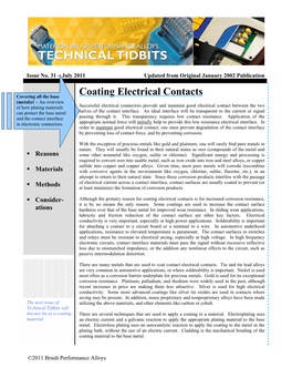 Coating Electrical Contacts