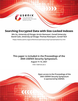 Searching Encrypted Data with Size-Locked Indexes