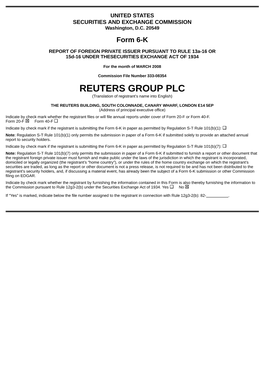 REUTERS GROUP PLC (Translation of Registrant’S Name Into English)