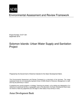 Solomon Islands: Urban Water Supply and Sanitation Project