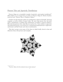 Penrose Tiles and Aperiodic Tessellations