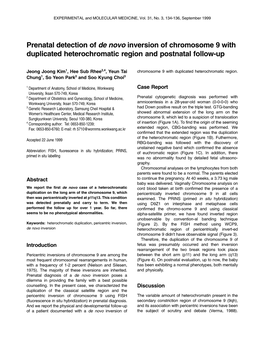 Prenatal Detection of De Novo Inversion of Chromosome 9 with Duplicated Heterochromatic Region and Postnatal Follow-Up