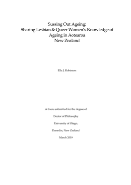 Sussing out Ageing: Sharing Lesbian & Queer Women's Knowledge Of
