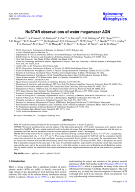 Nustar Observations of Water Megamaser AGN