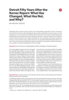 Detroit Fifty Years After the Kerner Report: What Has Changed, What Has Not, and Why?” RSF: the Russell Sage Foundation Journal of the Social Sciences 4(6): 206–41