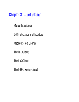 Chapter 30 – Inductance