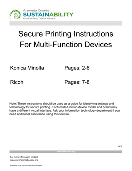 Secure Printing Instructions for Multi-Function Devices