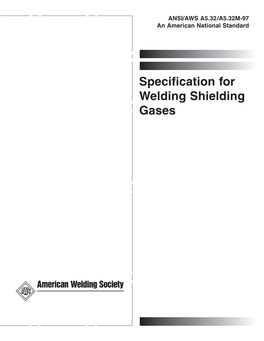 Specification for Welding Shielding Gases