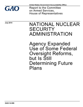 Gao-14-588, National Nuclear Security Administration