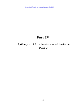 Part IV Epilogue: Conclusion and Future Work