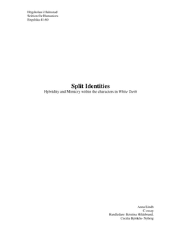 Split Identities Hybridity and Mimicry Within the Characters in White Teeth