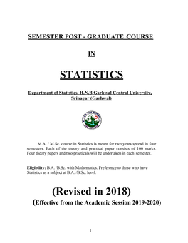 STATISTICS (Revised in 2018)