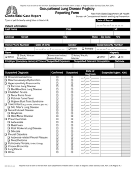 Occupational Lung Disease Physician Reporting Form