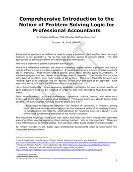 Comprehensive Introduction to the Notion of Problem Solving Logic for Professional Accountants