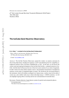 The Icecube-Gen2 Neutrino Observatory