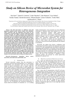 Study on Silicon Device of Microrobot System for Heterogeneous Integration