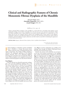 Clinical and Radiographic Features of Chronic Monostotic Fibrous Dysplasia of the Mandible