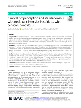 Cervical Proprioception and Its Relationship with Neck Pain Intensity