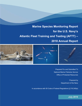 Marine Species Monitoring Report for the U.S