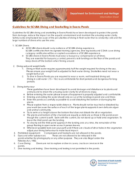 Guide Lines for SCUBA and Snorkel Diving in Ewens Ponds