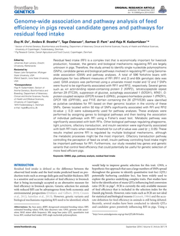 Genome-Wide Association and Pathway Analysis of Feed Efﬁciency in Pigs Reveal Candidate Genes and Pathways for Residual Feed Intake