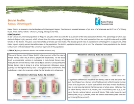 District Profile Raipur, Chhattisgarh