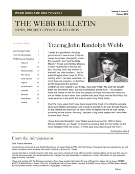 The Webb Bulletin News, Project Updates & Records