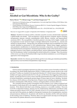 Alcohol Or Gut Microbiota: Who Is the Guilty?