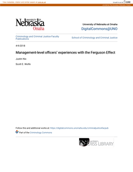 Management-Level Officers' Experiences with the Ferguson Effect