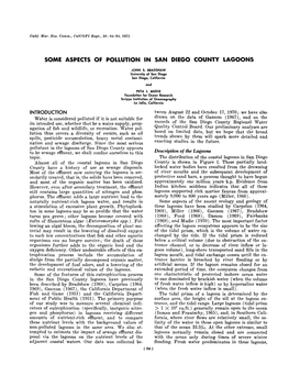 Some Aspects of Pollution in San Diego County Lagoons