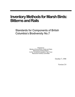 Inventory Methods for Marsh %Irds: %Itterns and Rails
