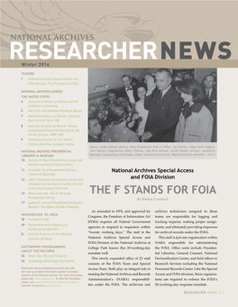 National Archives Researcher News Winter 2016 Issue