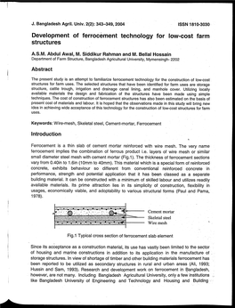 Development of Ferrocement Technology for Low-Cost Farm Structures