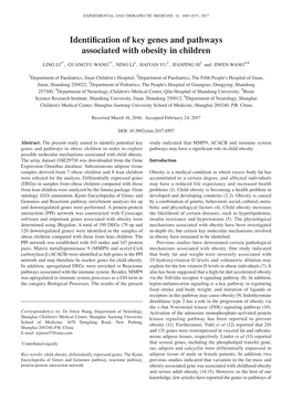 Identification of Key Genes and Pathways Associated with Obesity in Children