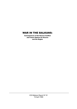 Europe Report, Nr. 61: War in the Balkans