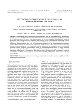 Automobile Aerodynamics Influenced by Airfoil-Shaped Rear Wing