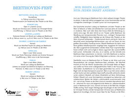 Beethoven-Fest „Wir Irren Allesamt, Nur Jeder Irret Anders.“