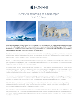 PONANT Returning to Spitsbergen from 18 July!