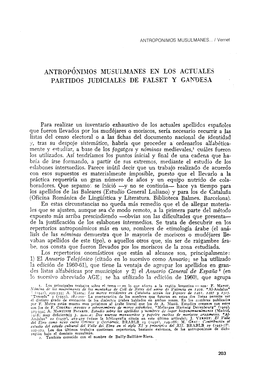 Antropónimos Musulmanes En Los Actuales Partidos Judiciales De Falset Y Gandesa