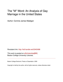 An Analysis of Gay Marriage in the United States