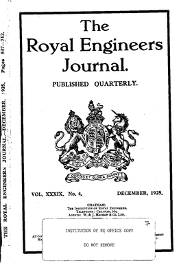 Royal Engineers Journal. PUBLISHED QUARTERLY