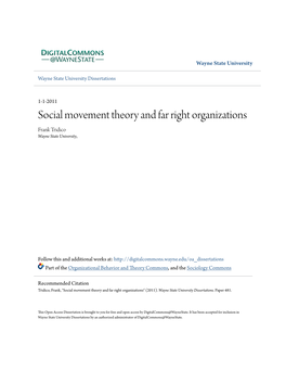 Social Movement Theory and Far Right Organizations Frank Tridico Wayne State University