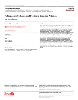 Technological Decline in Canadian Aviation Marionne Cronin