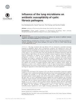 Influence of the Lung Microbiome on Antibiotic Susceptibility of Cystic Fibrosis Pathogens