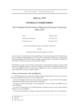 (United Nations Measures) (Overseas Territories) Order 2012