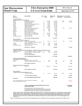 Sun Microsystems Oracle Corp. Ultra Enterprise 6000 C/S W/11 Front-Ends
