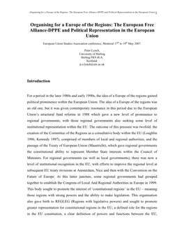 Shrinking Regionalism in an Enlarging Europe