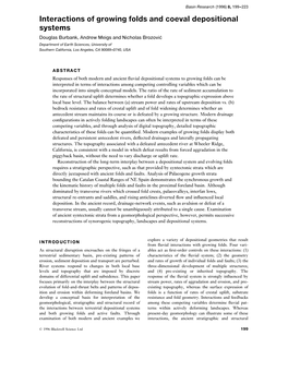 Interactions of Growing Folds and Coeval Depositional Systems