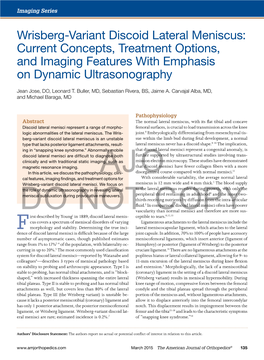 Wrisberg-Variant Discoid Lateral Meniscus: Current Concepts, Treatment Options, and Imaging Features with Emphasis on Dynamic Ultrasonography