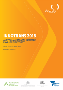 Australian Pavilion Innotrans 2018 Directory